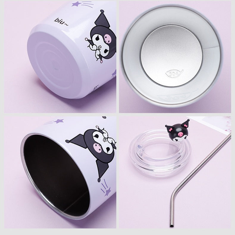 Sanrio Household Stainless Steel Insulated Cup Mini Portable High-Value Water Cup Cartoon Student Coffee Cup with Straw