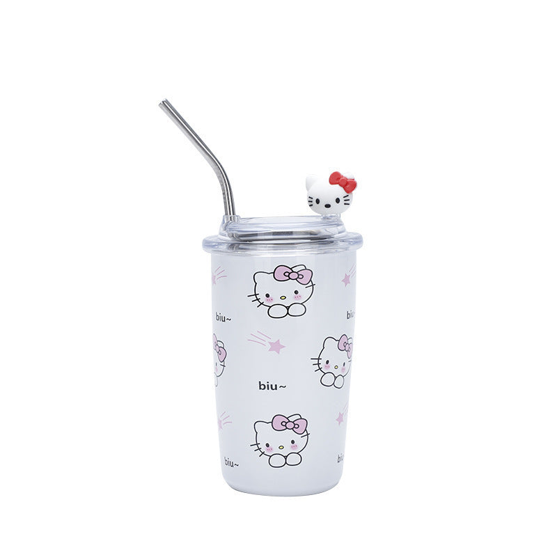Sanrio Household Stainless Steel Insulated Cup Mini Portable High-Value Water Cup Cartoon Student Coffee Cup with Straw