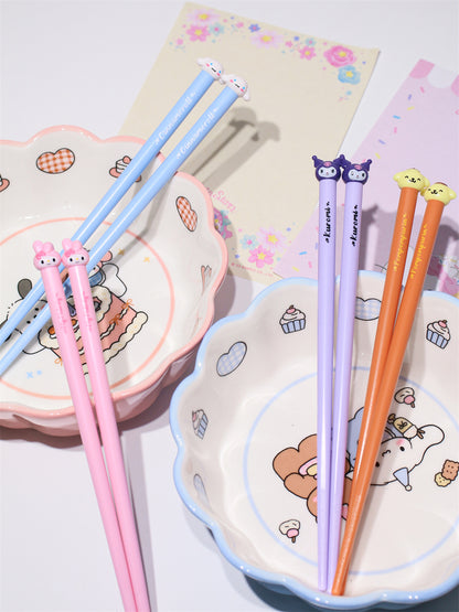 Japanese Style Cute Big Head Print Children's Chopsticks Cartoon Head Practice Chopsticks Home Use Chinese Food Family Parent Training Chopsticks