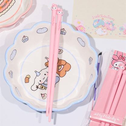 Japanese Style Cute Big Head Print Children's Chopsticks Cartoon Head Practice Chopsticks Home Use Chinese Food Family Parent Training Chopsticks